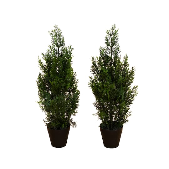 2ft. Potted UV Resistant Cedar Pine Trees, 2ct.